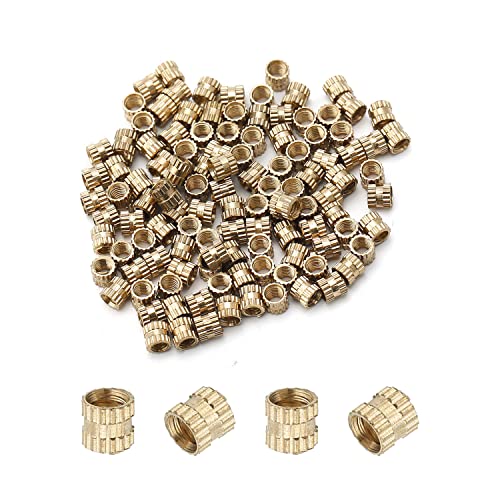 MroMax Gerändelter Gewindeeinsatz, M3 x 4 mm L x 4 mm OD Innengewinde Messing Einbettmuttern 200 Stück von MroMax
