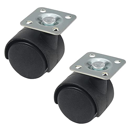 MroMax Lenkrollen 2,5 cm Nylon 360 Grad drehbare obere Platte Montage Lenkrolle Zwillingsrad Schwarz 10 Stück von MroMax