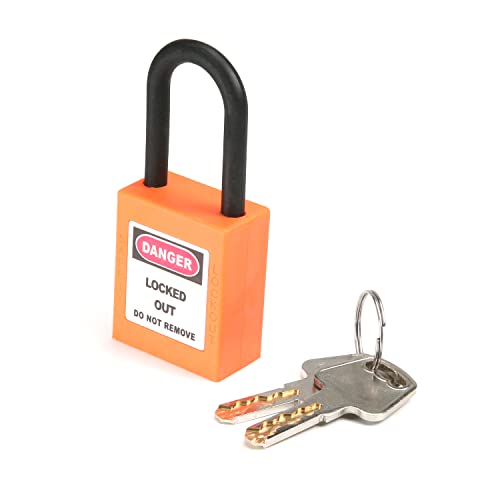 MroMax Lockout Tagout Schlösser, Loto Schlösser Unterschiedlich - Nylon Lock Out Tag Out Isolierter Bügel Orange Sicherheitsvorhängeschloss 1 Stück von MroMax