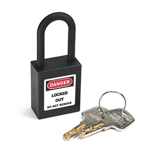 MroMax Lockout Tagout Schlösser, Loto Schlösser Unterschiedlich - Nylon Lock Out Tag Out Isolierter Bügel Schwarz Sicherheitsvorhängeschloss 1 Stück von MroMax