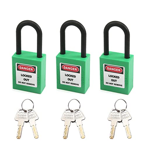 MroMax Lockout Tagout-Schlösser, Loto Schlösser unterschiedlich – Nylon Lock Out Tag Out Isolierter Bügel Hellgrün Sicherheitsvorhängeschloss 3 Stück von MroMax