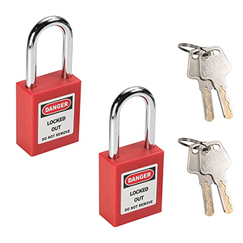 MroMax Lockout Tagout-Schloss, Sicherheitsvorhängeschloss unterschiedlich schließend, Loto Sicherheits-Vorhängeschloss, Stahlbügel, rotes Vorhängeschloss für Lock Out Tagout, 2 Stück von MroMax