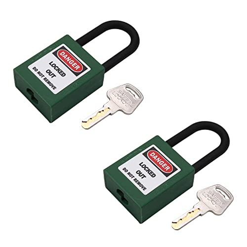 MroMax Loto Lockout Tagout Schlösser, Loto Locks Gleichschließend - Nylon Lock Out Tag Out Isolierter Bügel Grün Sicherheits-Vorhängeschloss 2 Stück von MroMax