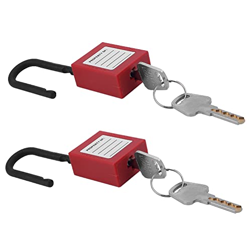 MroMax Loto Lockout Tagout Schlösser, Loto Schlösser verschiedene Schlüssel - Nylon Lock Out Tag Out Isolierter Bügel Rot Sicherheitsschloss 2 Stück von MroMax