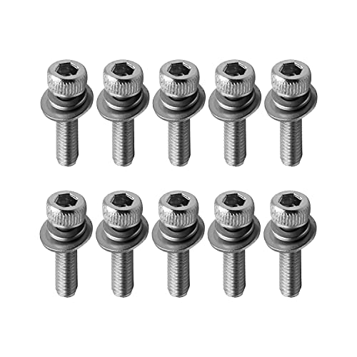 MroMax M2,5 x 10 mm 304 Edelstahl Innensechskantschrauben Maschinenschrauben Kombinieren mit Federscheiben und Unterlegscheiben, silberfarben, 10 Stück von MroMax