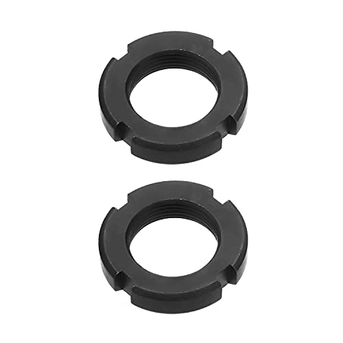 MroMax M25 x 10 mm Rundmuttern mit Schlitzen, Karbonstahl, 4-Schlitz-Schlüsselmutter für Rollenlager, Pumpenventil, schwarz, 2 Stück von MroMax