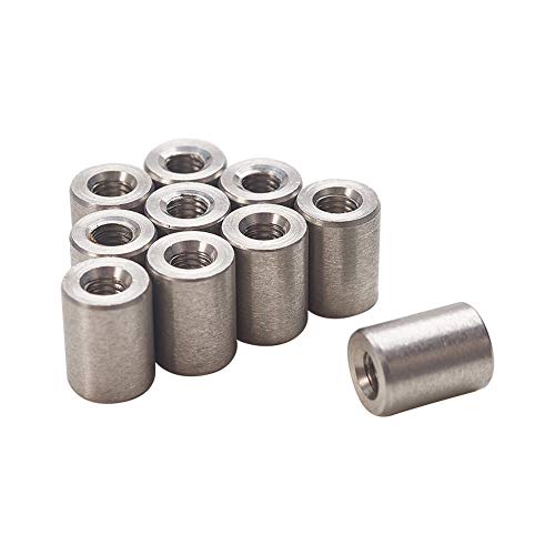 MroMax M3 x 6 x 8 mm Gewinde, runde Verbindungsmuttern aus Edelstahl 304, silberfarben, 10 Stück von MroMax