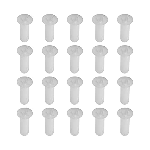 MroMax M4-Länge, 12 mm, Nylon, weiß, Flachkopfschraube, Senkkopf, Kunststoff, Kreuzschlitz, metrische Schrauben, 100 Stück von MroMax