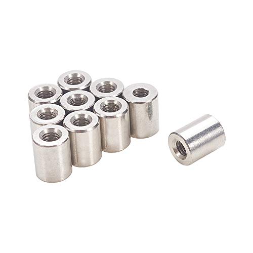 MroMax M4 x 8 x 10 mm Gewinde, runde Verbindungsmuttern aus Edelstahl 304, silberfarben, 10 Stück MroMax M4 x 8 x 10 mm Gewinde, runde Verbindungsmuttern aus Edelstahl 304, silberfarben, 10 Stück von MroMax