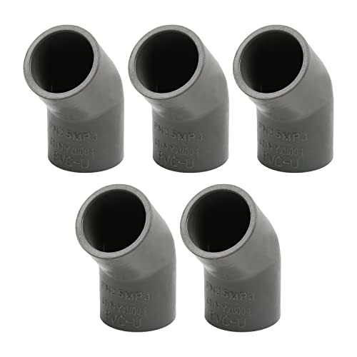 MroMax PVC-Rohrverschraubung, 45-Grad-Winkel, 20 mm, für Gebäude, Drainage, landwirtschaftliche Bewässerung, Grau, 5 Stück von MroMax