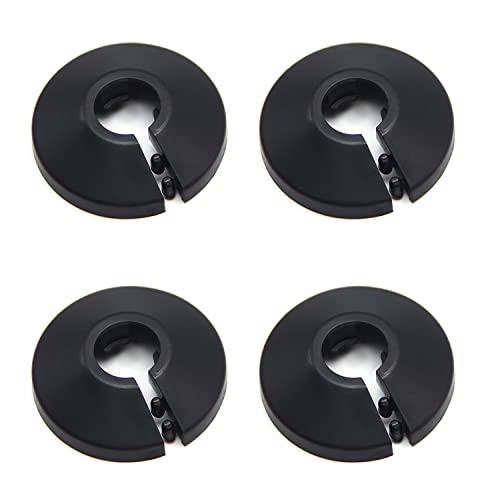 MroMax Passend für 1 cm Außendurchmesser, Flansch, Wasserrohrabdeckung, Dekoration, schwarze Rohrabdeckung, Heizkörper, PP-Kunststoff, 12 mm, Rosettenrohrmanschette für Wandrohr, Rohrdekoration, 4 von MroMax