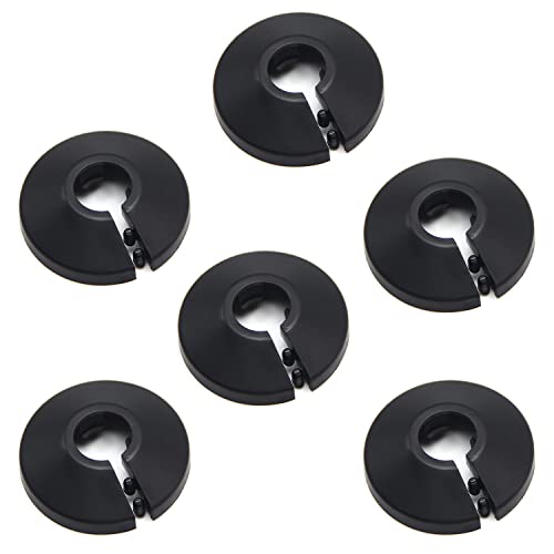 MroMax Passend für 1,2 cm Außendurchmesser Flansch Wasserrohrabdeckung Dekoration Schwarz Rohrabdeckung Heizkörper PP Kunststoff 12 mm Rosette Kragen für Wand Rohr Rohr Dekoration 6 Stück von MroMax