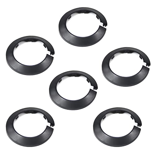 MroMax Passend für 7,3 cm Außendurchmesser Flansch Wasserrohrabdeckung Dekoration Schwarz Rohrabdeckung Heizkörper PP Kunststoff 75 mm Rosette Kragen für Wand Rohr Rohr Dekoration 6 Stück von MroMax