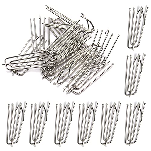 MroMax Raffhalter aus reinem Edelstahl, Vorhangfaltenhaken, 6,5 x 2,1 cm (L x B), 4 Zinken, Faltenhaken, 45 Stück von MroMax