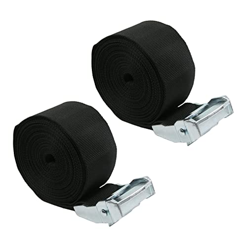 MroMax Zurrgurt, 5 m x 5 cm, mit Cam-Lock-Schnalle, 150 kg Arbeitsbelastung, Schwarz, 2 Stück von MroMax