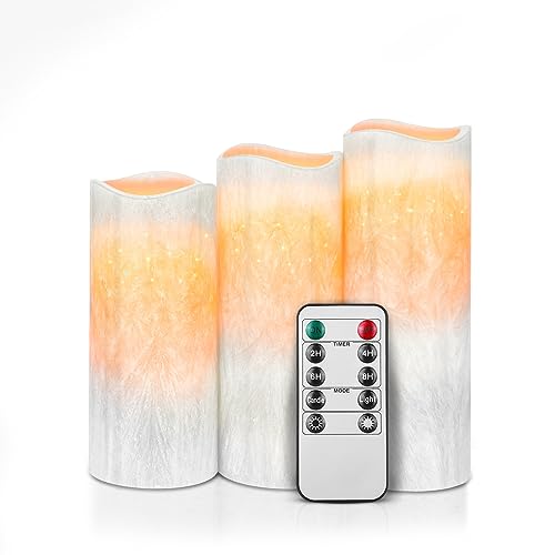 MroTech 3 LED Kerzen, Led Candle mit tropffreien Echtwachssäulen Mit realistischen tanzenden LED-Flammen Votivkerzen Elektrische Flackernde Kerzen mit Fernbedienung/Timer Teelichter,Paraffin Weiß von MroTech