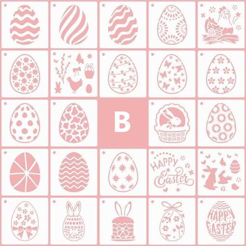 24 Stück Ostern Schablonen Set, Schablonen Ostern, Kunststoff Zeichnung Malerei für Kinder, Ostern basteln, osternkarten, Körpermalfarben, Ostern deko und ostergeschenke (B) von Mrracxy