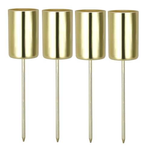 4 Stück Adventskranz Kerzenhalter, Retro Stabkerzenhalter kerzenhalter mit kurzem Dorn für Adventsgirlande Blumentopf Weihnachtsdekoration mit Pinzette (Gold) von Mrracxy