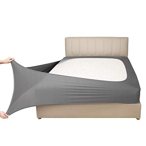 Mrs Awesome Stretch-Jersey-Boxspring-Bezug, Bettvolant-Alternative, ultraweich und knitterarm, Doppelbett/Doppelbett XL, Hellgrau von Mrs Awesome