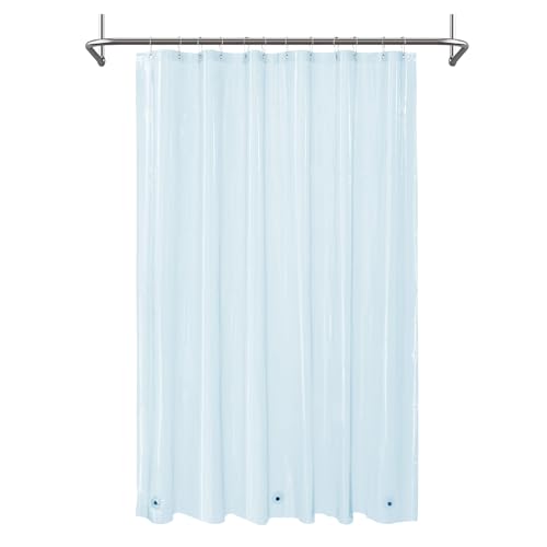 Mrs Awesome Transparenter Blauer Duschvorhang mit 3 Magneten, 182,9 x 182,9 cm, hochwertiger, Flexibler Stabiler Kunststoff-Duschvorhang für Badezimmer, leicht und wasserdicht, Blau transparent von Mrs Awesome