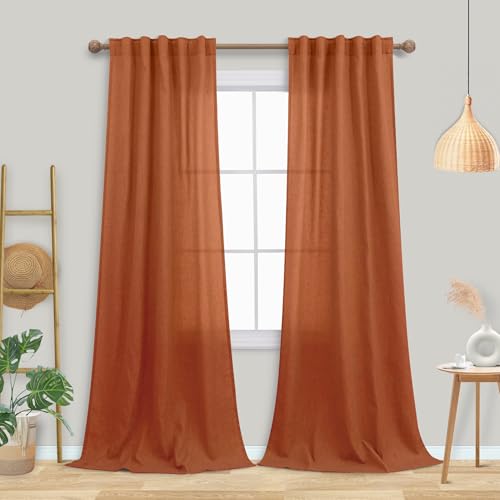 Mrs.Naturall Durchsichtige Leinen-Vorhänge, 228 cm lang, für Wohnzimmer, Schlafzimmer, Burnt Orange Mrs.Naturall Durchsichtige Leinen-Vorhänge, 228 cm lang, für Wohnzimmer, Schlafzimmer, Burnt Orange von Mrs.Naturall
