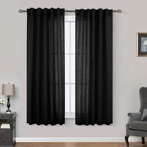 Mrs.Naturall Schwarze Vorhänge, 114,4 cm lang, durchsichtig, Leinen, Privatsphäre, kurze Vorhänge für Küche, Schlafzimmer, kleine Fenster, 114,4 cm lang, Gothic, Halloween-Dekor, 2 Paneele Set Mrs.Naturall Schwarze Vorhänge, 114,4 cm lang, durchsichtig, Leinen, Privatsphäre, kurze Vorhänge für Küche, Schlafzimmer, kleine Fenster, 114,4 cm lang, Gothic, Halloween-Dekor, 2 Paneele Set von Mrs.Naturall