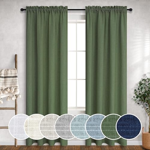 Leinen-Vorhänge, 244 cm lang, halbtransparente Leinen-Vorhänge für Wohnzimmer, 2 Paneele, Boho, rustikales Bauernhaus, Schlafzimmer, Dekoration, leicht, filterend, dunkler Wald, Avocado-Vorhänge für Leinen-Vorhänge, 244 cm lang, halbtransparente Leinen-Vorhänge für Wohnzimmer, 2 Paneele, Boho, rustikales Bauernhaus, Schlafzimmer, Dekoration, leicht, filterend, dunkler Wald, Avocado-Vorhänge für von Mrs.Naturall