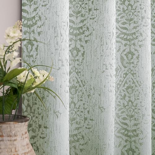 Salbeigrüne Vorhänge, 213,4 cm lang, für Wohnzimmer, lichtfilternd, Damast-Muster, Raumverdunkelung, Fenstervorhang für Schlafzimmer, Set mit 2 Paneelen, Hellgrün und Graucreme, 213,4 cm Länge Salbeigrüne Vorhänge, 213,4 cm lang, für Wohnzimmer, lichtfilternd, Damast-Muster, Raumverdunkelung, Fenstervorhang für Schlafzimmer, Set mit 2 Paneelen, Hellgrün und Graucreme, 213,4 cm Länge von Mrs.Naturall