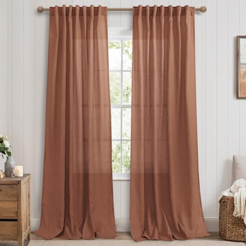 Terrakotta-Kunstleinen-Vorhänge, 228 cm lang, für Bauernhaus, Boho, böhmische Dekoration, Wohnzimmer, Stangentasche, Rückseite, Rostlichtfilterung, 2 Paneele für Schlafzimmer, gebranntes Orange Terrakotta-Kunstleinen-Vorhänge, 228 cm lang, für Bauernhaus, Boho, böhmische Dekoration, Wohnzimmer, Stangentasche, Rückseite, Rostlichtfilterung, 2 Paneele für Schlafzimmer, gebranntes Orange von Mrs.Naturall