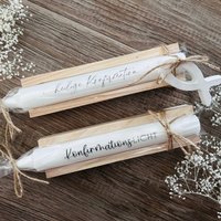 Beschriftete Kerze in Holz I Ohne Mit Oder Weißen Fisch | Geschenkset Zur Konfirmation Geschenk Firmung - Segen von MrsDenice