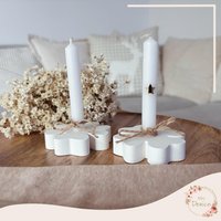 Kerzenhalter Für Baumkerzen | 1, 2cm in Form Eines Weißen Kleeblattes Dünne Kerzen Glückslicht Glücksklee 2026 von MrsDenice