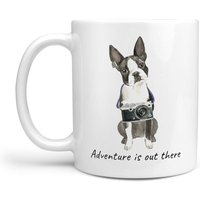 Abenteuer Ist Da Draußen Boston Terrier Hundebecher; Süße Illustrierte Reisekaffeetasse, Lustiges Geschenk Für Hundeliebhaber. Hunde Name von MrsHenris