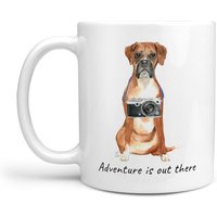 Abenteuer Ist Da Draußen Boxer Hundebecher; Süße Illustrierte Reisekaffeetasse, Lustiges Geschenk Für Hundeliebhaber. Hunde Name Kostenlos von MrsHenris