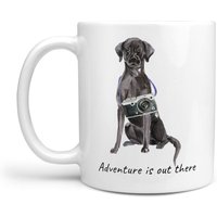 Abenteuer Ist Da Draußen Schwarzer Labrador-Hundebecher; Süße Illustrierte Reisekaffeetasse, Lustiges Geschenk Für Hundeliebhaber. Hunde Name von MrsHenris