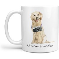 Das Abenteuer Ist Da Draußen Golden Retriever Hundebecher; Süße Illustrierte Reisekaffeetasse, Lustiges Geschenk Für Hundeliebhaber. Hunde Name von MrsHenris
