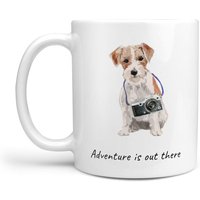 Das Abenteuer Ist Da Draußen Jack Russel Hundebecher; Süße Illustrierte Reisekaffeetasse, Lustiges Geschenk Für Hundeliebhaber. Hunde Name von MrsHenris