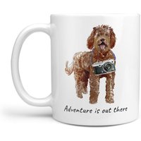 Das Abenteuer Ist Da Draußen Labradoodle Hundebecher; Süße Illustrierte Reisekaffeetasse, Lustiges Geschenk Für Hundeliebhaber. Hunde Name von MrsHenris