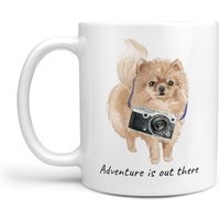 Das Abenteuer Ist Da Draußen Pommersche Hundebecher; Süße Illustrierte Reisekaffeetasse, Lustiges Geschenk Für Hundeliebhaber. Hunde Name von MrsHenris