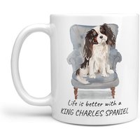 Life Is Better With A King Charles Spaniel Dog Tasse - Ideales Geschenk Oder Begleiter Für Das Büro; Kostenlose Personalisierung Hundeliebhaber von MrsHenris