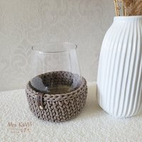 Umhäkeltes Windlicht Bauchig | Häkelwindlicht Lichtglas Aufbewahrungskorb Häkelkorb Vase Dekoration Ropeyarn Bobbiny Umhäkeltes Windlicht Bauchig | Häkelwindlicht Lichtglas Aufbewahrungskorb Häkelkorb Vase Dekoration Ropeyarn Bobbiny von MrsKaWi