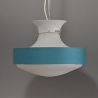 Vintage 1960S Scandinavian Design Fagerhults Belysning Ceiling Light Opaline Glass With Turquoise Fabric von MrsMarvellousVintage
