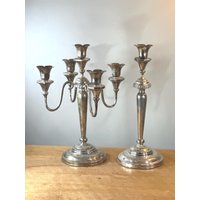 Vintage Kerzenleuchter-Set Versilbert ~ 5 Kerzen Und 1 Teelicht von MrsTwitsTreasures