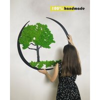 Runder Baum Des Lebens Mit Konserviertem Moos Großer Stabilisiertem Wandkunst von MrwoodstudioUA