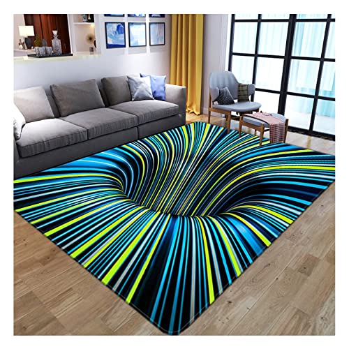 Mrxfn 3D Teppich Bodenloses Loch Optische Täuschung Karierter Wirbel Optische Täuschungen Teppich für Esszimmer Zuhause Schlafzimmer Bodenmatte 80 x 120 cm von Mrxfn