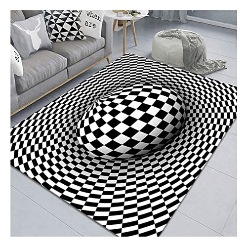 Vortex Teppich 3D Illusion Teppich Optische Täuschung Teppich 3D Matte Vortex Bottomless Hole Mat 3D Swirl Teppich Karierter Teppich für Zuhause Schlafzimmer Wohnzimmer von Mrxfn