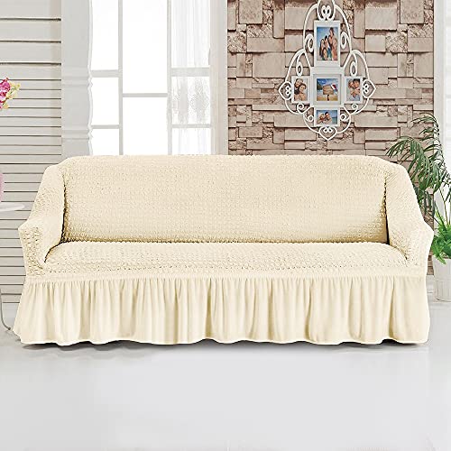 Mrzyzy Sofabezug Sofa Überwürfe Elastische, Stretch Sofaüberwurf Sofahusse Dreidimensionaler Exquisiter Weicher Seersucker Sofa Abdeckung Antirutsch für Sofa Couch (Color : L, Size : 3 Seater) von Mrzyzy