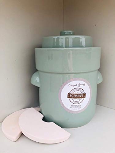 Ms-Steinzeug Gärtopf Sauerkrauttopf 3 Liter + Steine Pastell-grün Vitalbooster Milchsäuregärung Fermentation gesunde Ernährung Einmachen Konservieren von Ms-Steinzeug