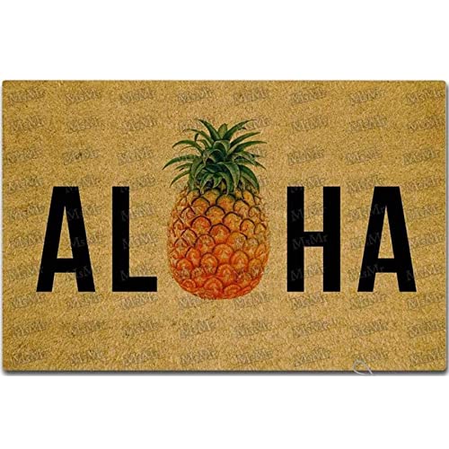 MsMr Fußmatte für den Eingangsbereich, lustige Fußmatte Aloha Ananas, für drinnen und draußen, Gummimatte, Oberseite aus Vliesstoff, 45,7 x 76,2 cm von MsMr