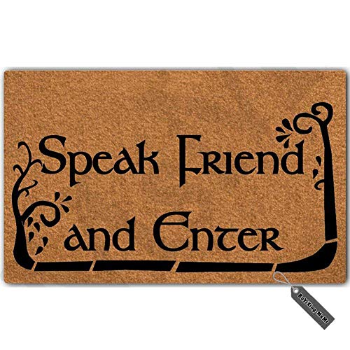 MsMr Fußmatte für den Eingangsbereich, lustige Fußmatte mit Aufschrift "Speak Friend and Enter", dekorative Fußmatte für drinnen und draußen, Vliesstoff, 60 x 40 cm MsMr Fußmatte für den Eingangsbereich, lustige Fußmatte mit Aufschrift "Speak Friend and Enter", dekorative Fußmatte für drinnen und draußen, Vliesstoff, 60 x 40 cm von MsMr
