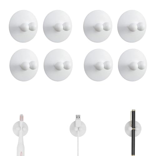MsTeco 8 Stück Toothbrush Holder,ZahnbüRstenhalter Saugnapf,Elektrische ZahnbüRste Halterung,Rasierer Halter,Kein Stanzen Geeignet für ZahnbüRste Handtuch Rasierer Badekugel (Weiß) von MsTeco